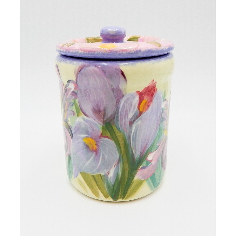 Lesal Ceramics Floral Canister Tulip Lisa Lindberg Van Nortwick Hand Crafted 7"
